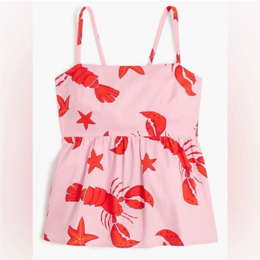 4/$100 J. Crew Pink and Red Lobster Print Tank Top